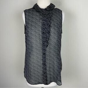 Cabi Black White Amazing with the Music Notes Sleeveless Top Small